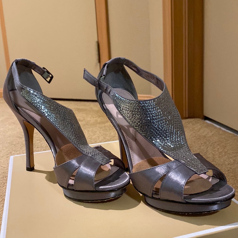 Glint Silver Evening Shoes with Sequins